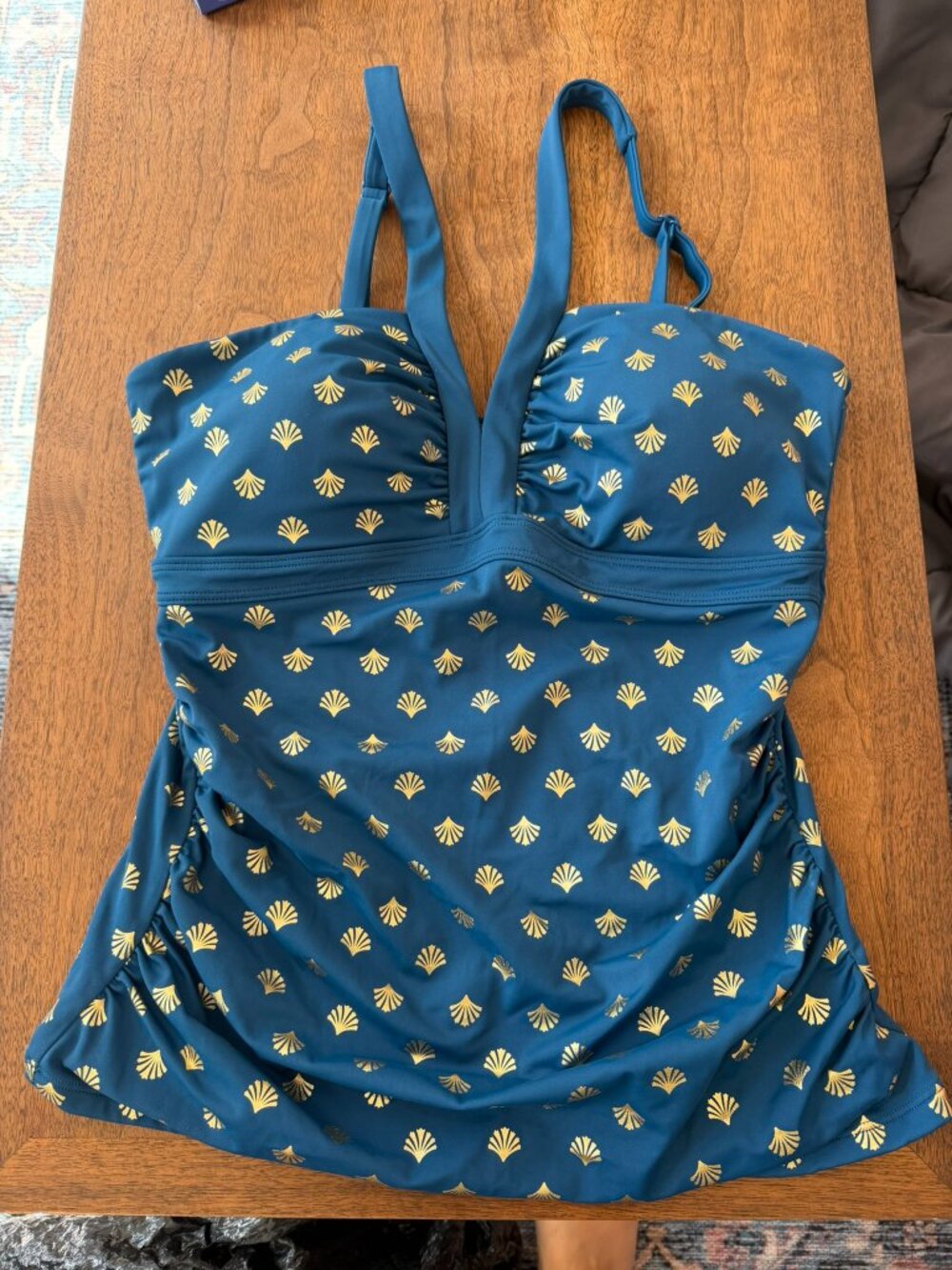**Boden Blue & Gold Floral Seashell Print Tankini Top | US Size 12**